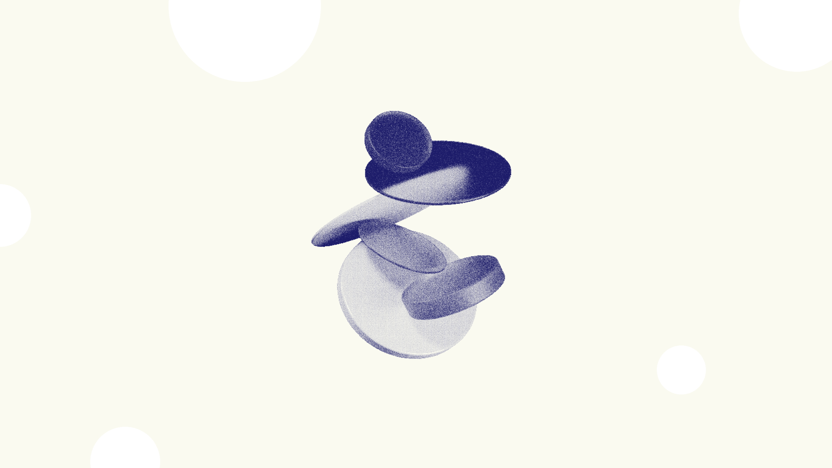 Abstract illustration representing the Commerce pillar, depicted as flowing navy blue organic shapes with a stipple dot texture.