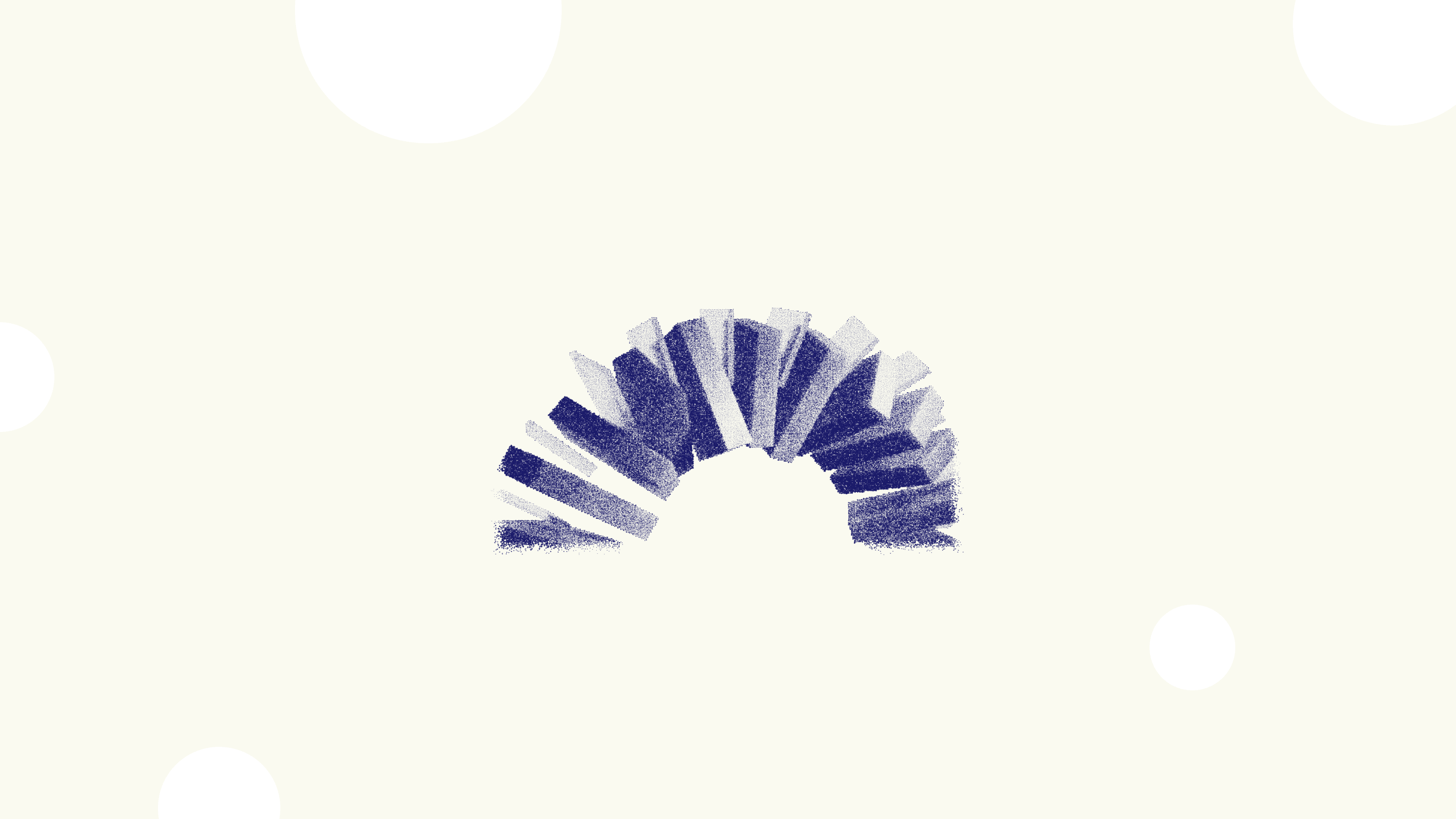 Abstract illustration representing the Content Transformation pillar, depicted as navy blue rectangular slats fanning outward in a semicircle with a stipple dot texture.